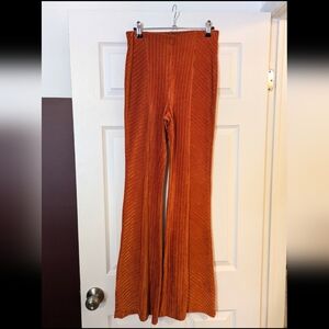 Free People Orange Velour Bell Bottom Leggings